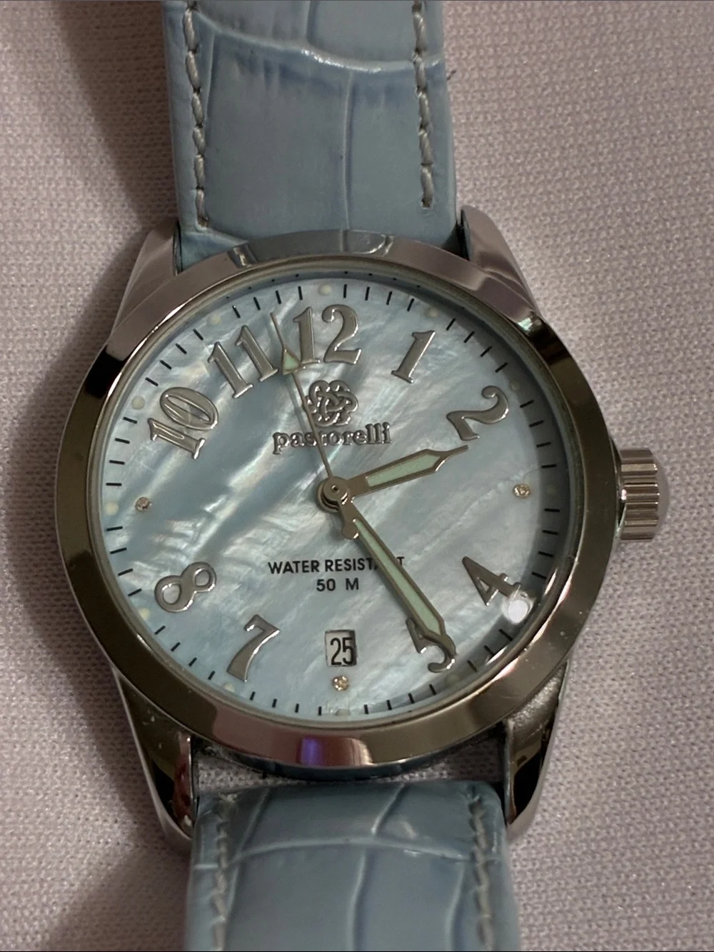 Pastorelli Light Blue Women's Leather Strap Watch